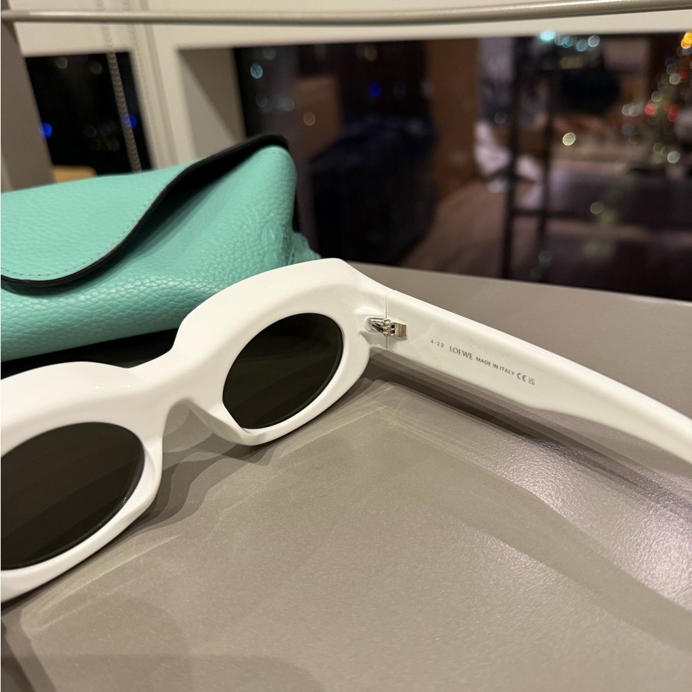 Loewe White Rectangular Sunglasses With Mint Case - image 5